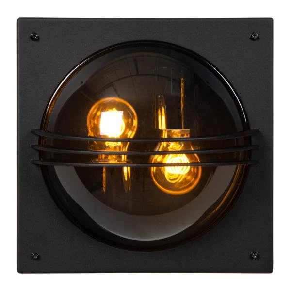 Lucide PRIVAS - Wandlamp Buiten - 2xE27 - IP44 - Zwart - detail 1
